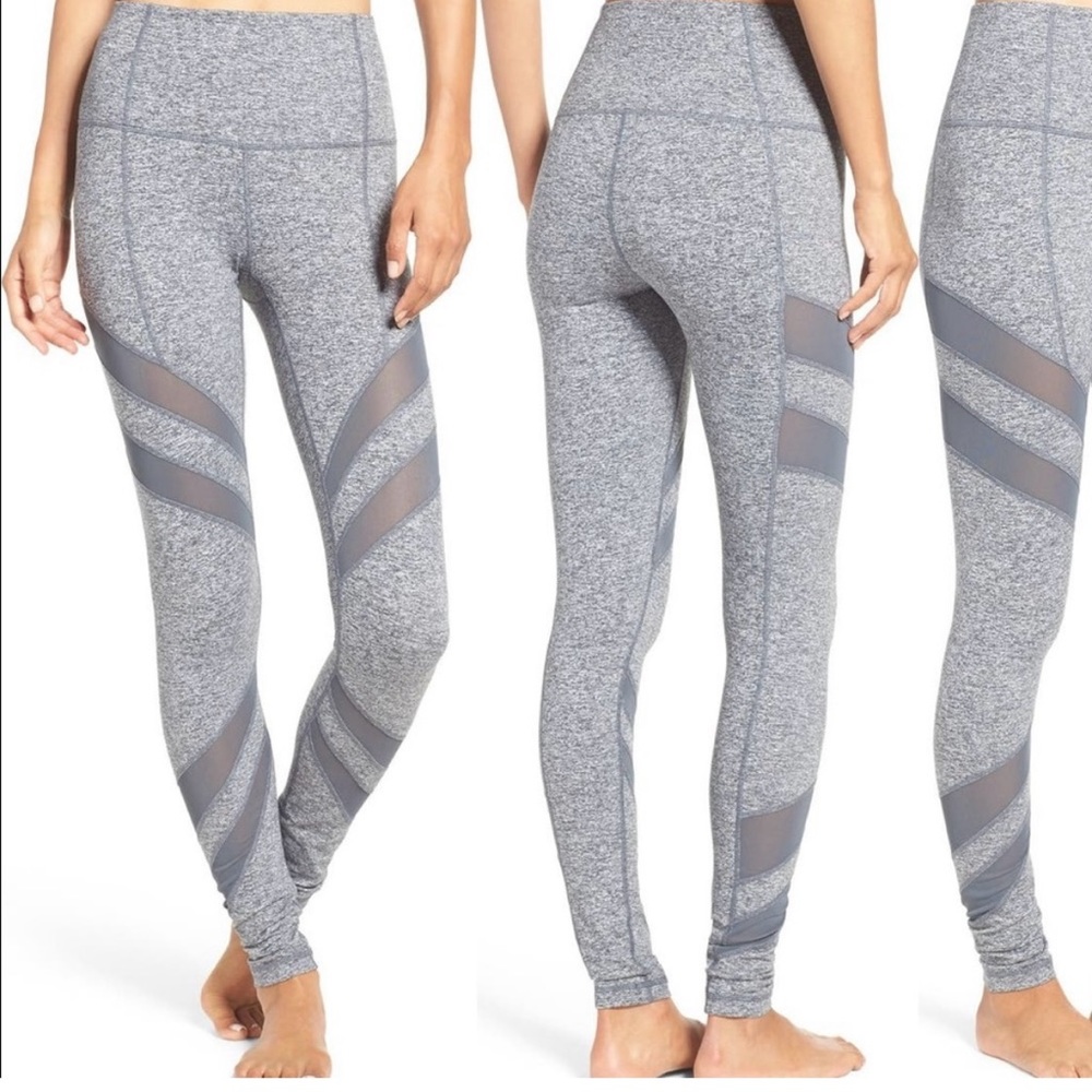 Zella high waist midi Grey Mesh detail Leggings